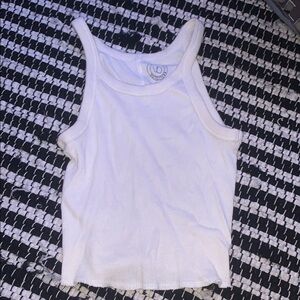 White Ribbed Tank Top